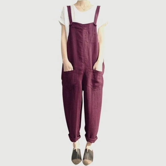 Denim - Casual Baggy Overalls Cotton Linen Jumpsuit